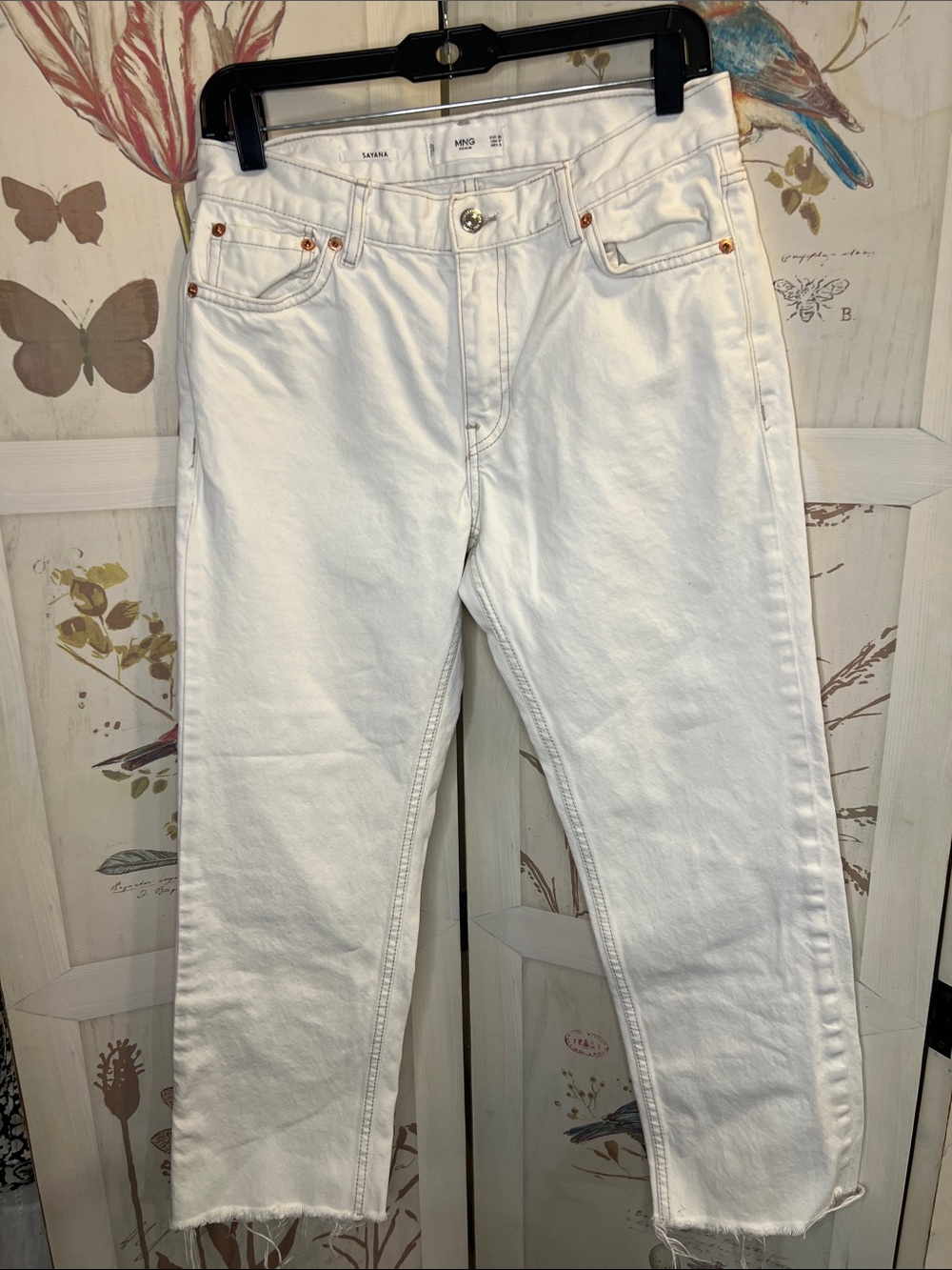 Mango Sayana Off-White Denim Jeans Size 6